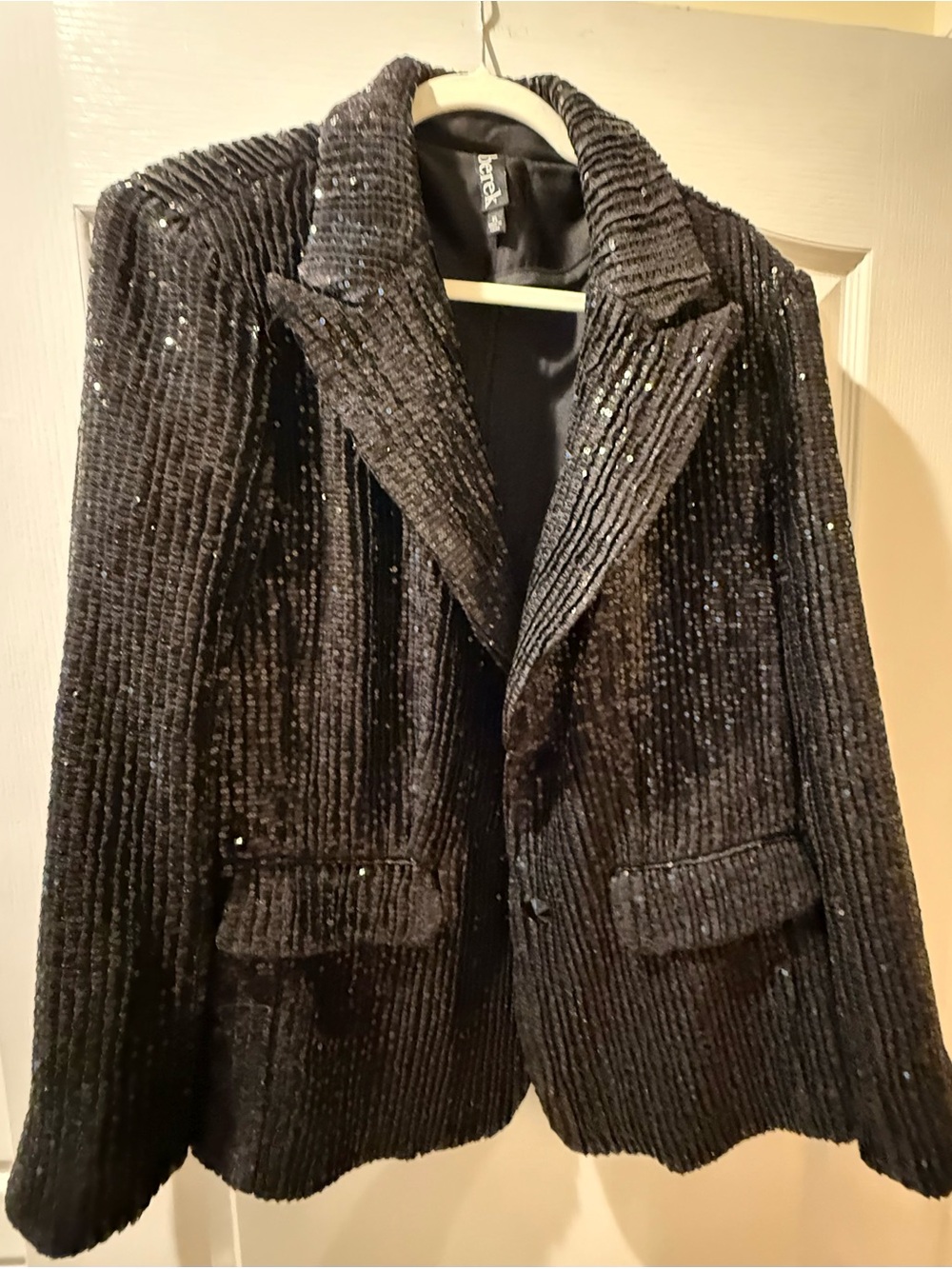 berek Black Sequin Ribbed Blazer Jacket